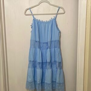 Elegant Blue Lace Mini Dress